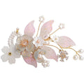 Hanfu ancient style floral hair crown with delicate handmade fringed resin petals gold stems and scattered pearls