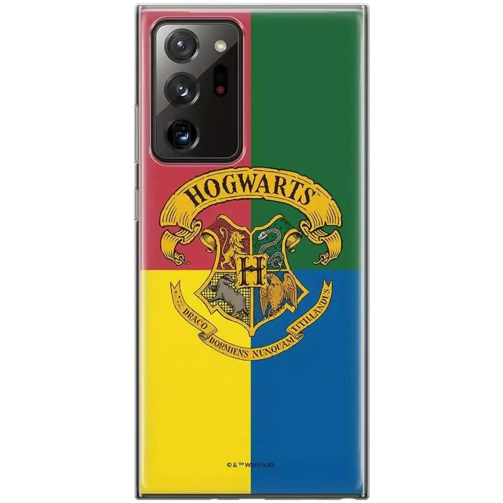 Back of harry potter hogwarts phone case for samsung note 20 ultra with transparent thermoplastic polyurethane and four house colors