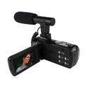 Black digital camera royale essence lux with flip screen and external microphone for versatile recording use