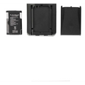 Black rectangular rechargeable battery and matching plastic charger with removable cover for hd driving recorder with suction cup mount