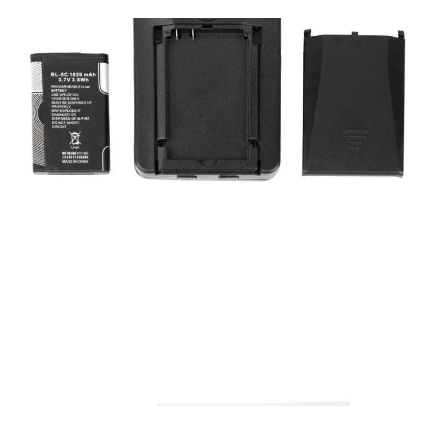 Black rectangular rechargeable battery and matching plastic charger with removable cover for hd driving recorder with suction cup mount