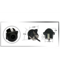 Black plastic hd perforated rear view car camera with metallic mounting bracket and attached wiring shown from the back side