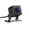 Black square-shaped rear hd car reversing camera with purple lens and metallic mounting bracket for vehicle use