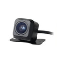 Black square-shaped rear hd car reversing camera with glossy finish and integrated mounting bracket for easy installation
