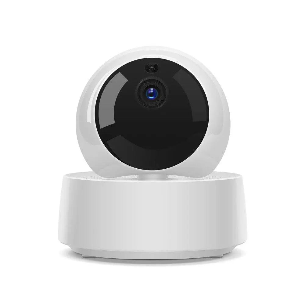 White spherical security camera sonoff with glossy finish and black circular lens for wifi wireless 360 viewing security camera wifi