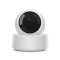 White spherical security camera wifi with black front panel and blue lens for hd 360 viewing wireless app control