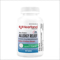 White plastic bottle of heartland pharma loratadine 10mg allergy relief medicine for effective allergy relief