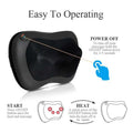 Black ergonomic heated cervical vertebra massager cushion with mesh fabric and power button for heat and massage functions