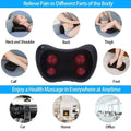 Black silicone heated cervical vertebra massager cushion with four red heating pads and a control button