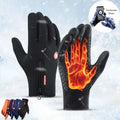 Black bforest heated winter gloves with flame design on palm and zipper closure for touchscreen riding use