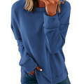 Heathered blue long sleeve womens sweatshirt with ribbed cuffs and relaxed fit for sweatshirts fall fashion