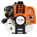 Orange and black osakapro 2.2kw engine with white fuel tank on brush cutter and hedge trimmer multi tool set