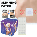 Herbal slimming belly patches with white rectangular shape yellow adhesive border and tea seed oil in purple ouhooe box 30 pieces