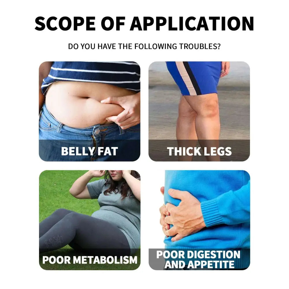 White herbal slimming belly patches with tea seed oil in a purple ouhoe box containing 30 circular adhesive pieces