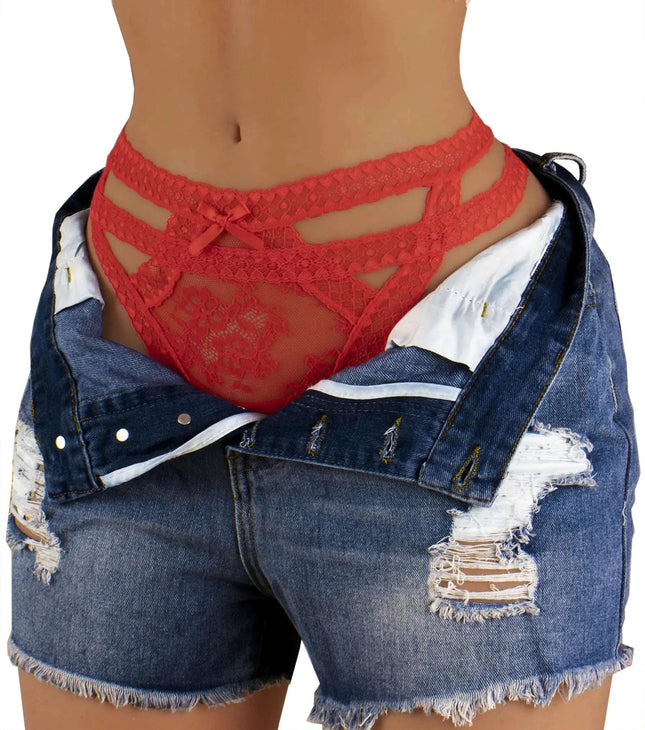 Hibluco Women Panties Lace Bikini Cheeky Underwear Soft Sexy Ladies Thongs - Royalessencelux