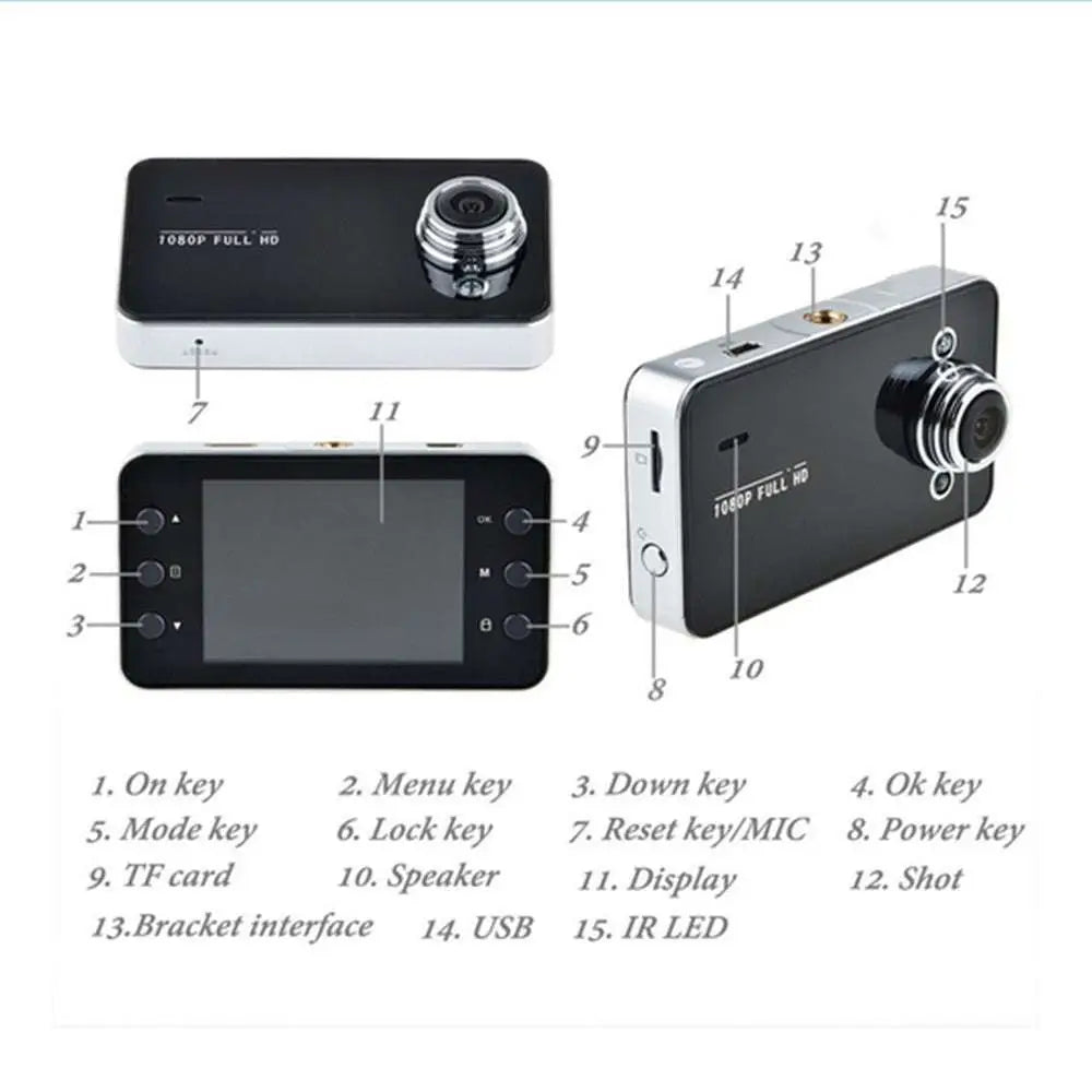 Black and silver hidden type dash cam with 1080p full hd lens and suction cup mount featuring data storage capability