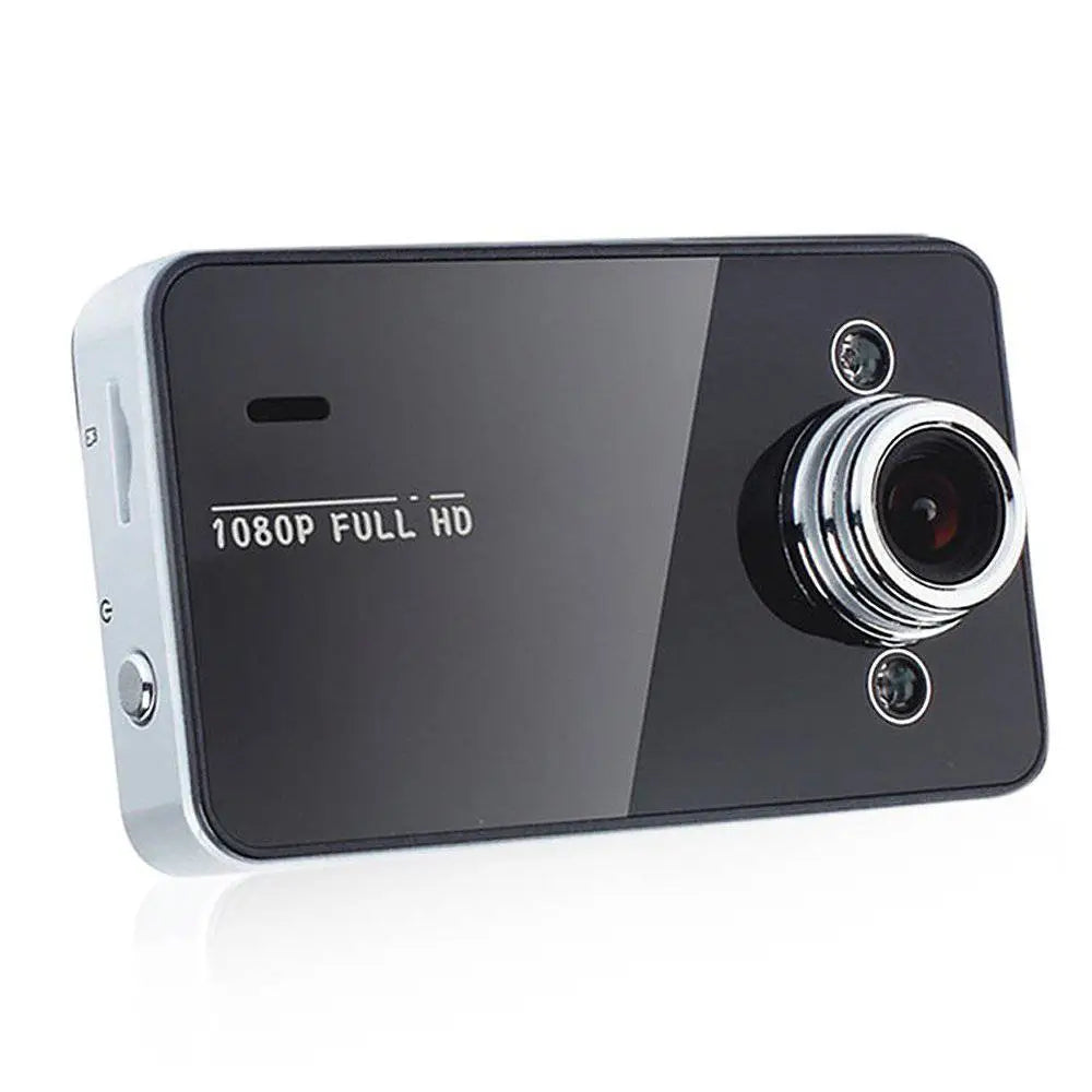 Black and silver hidden type dash cam with 1080p full hd, 3 inch screen, suction cup mount, and data storage capability