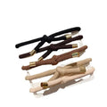 Set of four high elasticity braided wrist hair ties in black brown beige and cream with gold-toned metal ends for secure hair styling