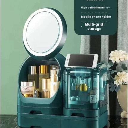 High - End Cosmetics Storage Box with Mirror and Light - Royalessencelux