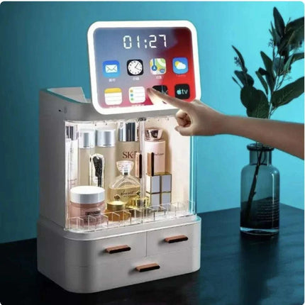 High - End Cosmetics Storage Box with Mirror and Light - Royalessencelux