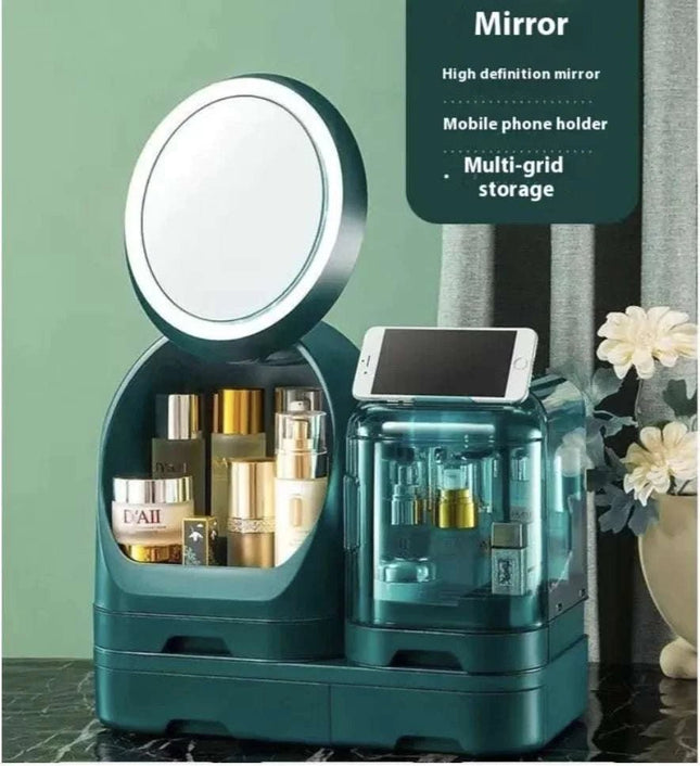 High - End Cosmetics Storage Box with Mirror and Light - Royalessencelux
