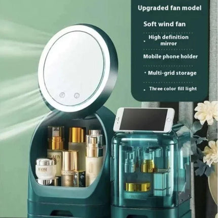 High - End Cosmetics Storage Box with Mirror and Light - Royalessencelux