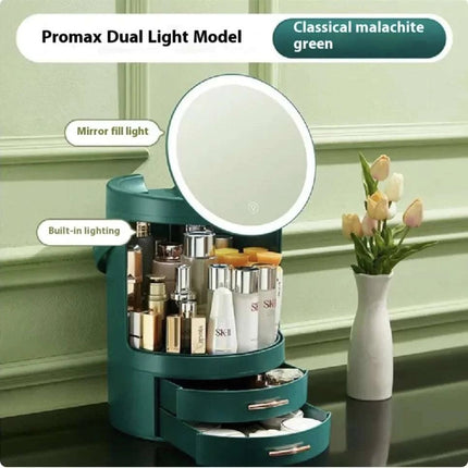 High - End Cosmetics Storage Box with Mirror and Light - Royalessencelux