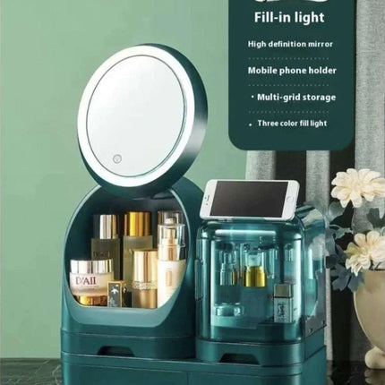 High - End Cosmetics Storage Box with Mirror and Light - Royalessencelux
