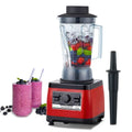 Red and black biviomix high-power commercial blender a8700 with clear glass jar filled with fruits and ice royale essence lux