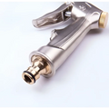 Stainless steel and brass high pressure power washer spray nozzle with textured trigger grip and adjustable flow control knob