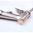 Stainless steel high pressure power washer spray nozzle with gold brass adjustment knob and anchor logo for pressure cleaning