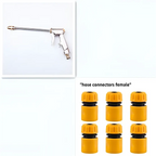 Yellow plastic high pressure power washer hose connectors with black rubber seals for washer spray nozzle fittings