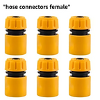 Yellow plastic hose connectors with black rubber seals for brass high pressure power washer spray nozzle use