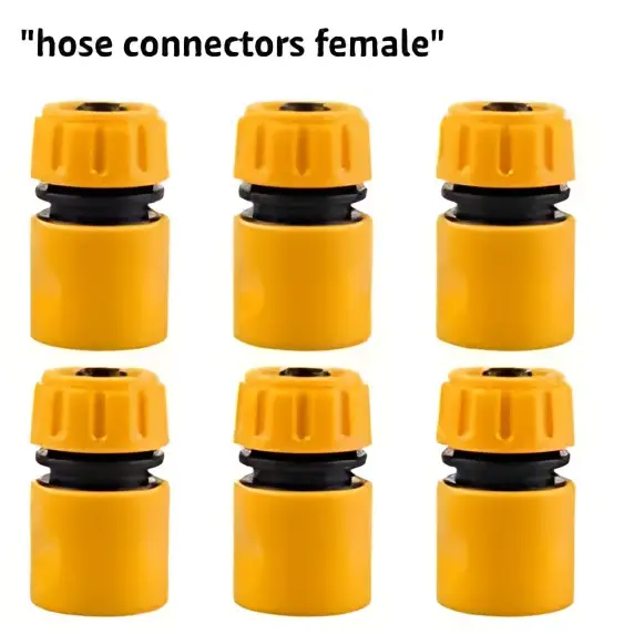 Yellow plastic hose connectors with black rubber seals for brass high pressure power washer spray nozzle use