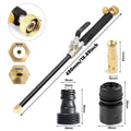 Black and gold high pressure power washer wand with brass fittings and sponge grip handle for adjustable spray control