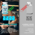Blue gummy bear-shaped creatine monohydrate gummies in a white bottle for blueberry-flavored high strength supplementation