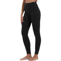 Black high-waisted winter leggings with smooth fleece lining fabric by Royale Essence Lux for cold weather comfort