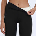 Black high stretch winter leggings with plush white fleece lining by royale essence lux for cold weather comfort