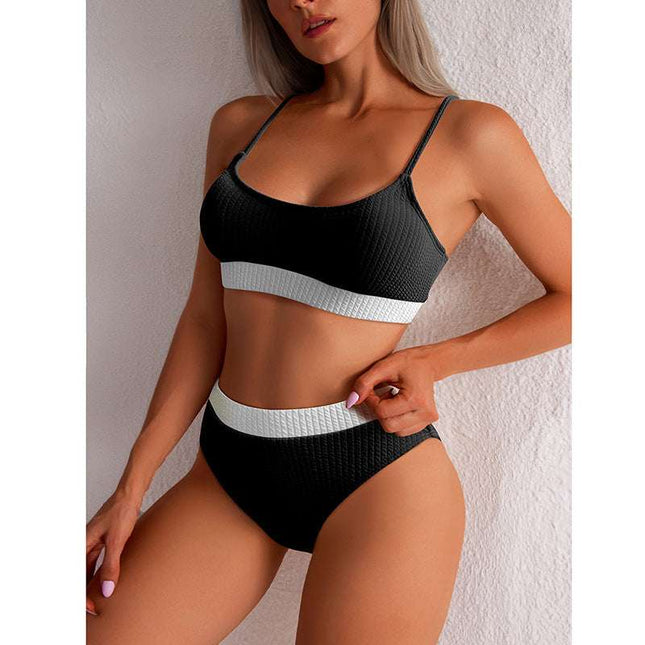 High Waist Bikini Swimwear Women Swimsuit New Push Up Biquini Ribbed Bathing Suit Women Sexy High Cut Bikinis Set - Royalessencelux