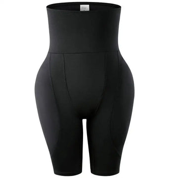 Black high waist body shaper shorts with tummy control and butt lifting smooth form-fitting design