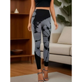 High waist tie dye yoga pants in black and gray with a snug fit and butt lift design for active wear