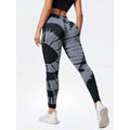 Black and gray high waist tie dye yoga pants with butt lift design made of stretchy fabric for active wear