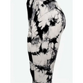 High waist tie dye yoga pants in black and white ribbed fabric designed for a comfortable butt lift fit
