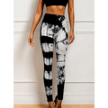 High waist tie dye yoga pants in black and white with a sleek butt lift design and form fitting high waist fit