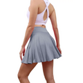 Light gray pleated tennis skirt with high waisted elastic band womens tennis skirt with pockets for active wear