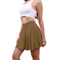 High waisted womens tennis skirt in khaki with pleats and pockets designed for athletic use