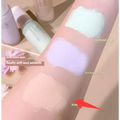 Beige-toned silky clear makeup primer three color set swatch labeled 01 with creamy texture for a smooth finish