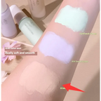 Beige-toned silky clear makeup primer three color set swatch labeled 01 with creamy texture for a smooth finish