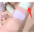 A soft creamy lavender foundation swatch on skin showcasing hisyi silky clear makeup primer three color set for natural finish