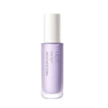 A sleek translucent lavender glass bottle with white cap labeled hisy ductility water moistening for silky clear makeup primer three color set